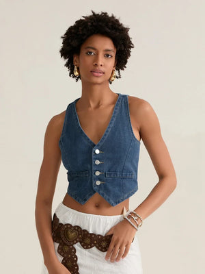 Comfortable Denim Crop Vest