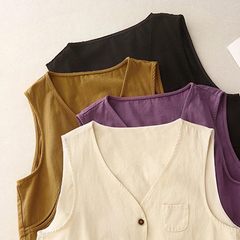 V-neck Katoenen Blouse Vest