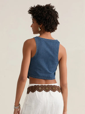 Comfortable Denim Crop Vest