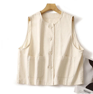 Ladies Retro Cotton Canvas Vest