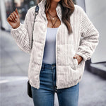 Luna Effen Corduroy Winterjas voor Vrouwen - Stijlvol, Warm & Tijdloos voor de Koude Maanden