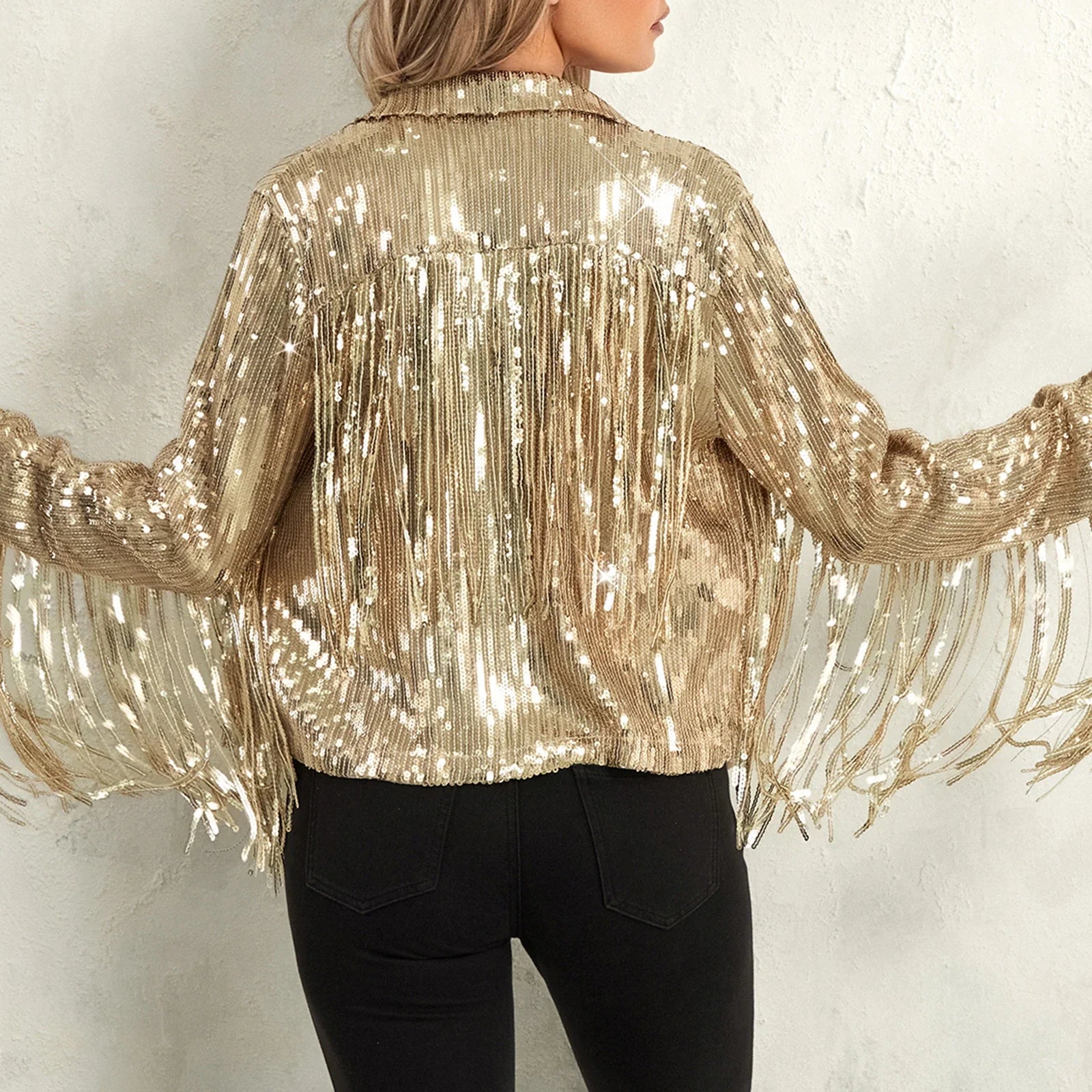 Glitter Fringe Bomberjas