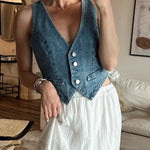 Comfortable Denim Crop Vest