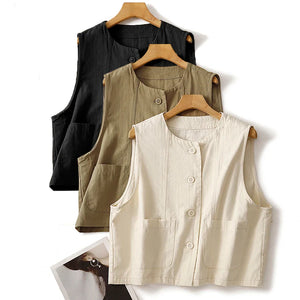 Ladies Retro Cotton Canvas Vest