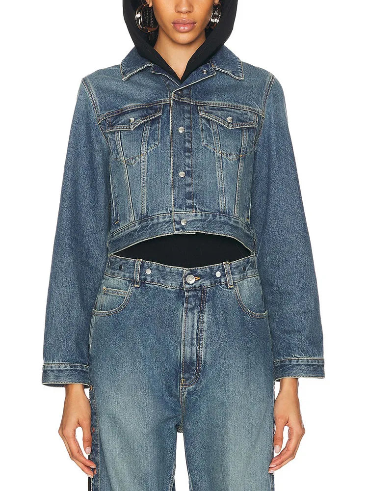 Denim Jacket Hoodie and Patchwork