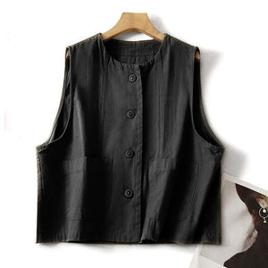 Ladies Retro Cotton Canvas Vest