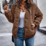 Luna Effen Corduroy Winterjas voor Vrouwen - Stijlvol, Warm & Tijdloos voor de Koude Maanden