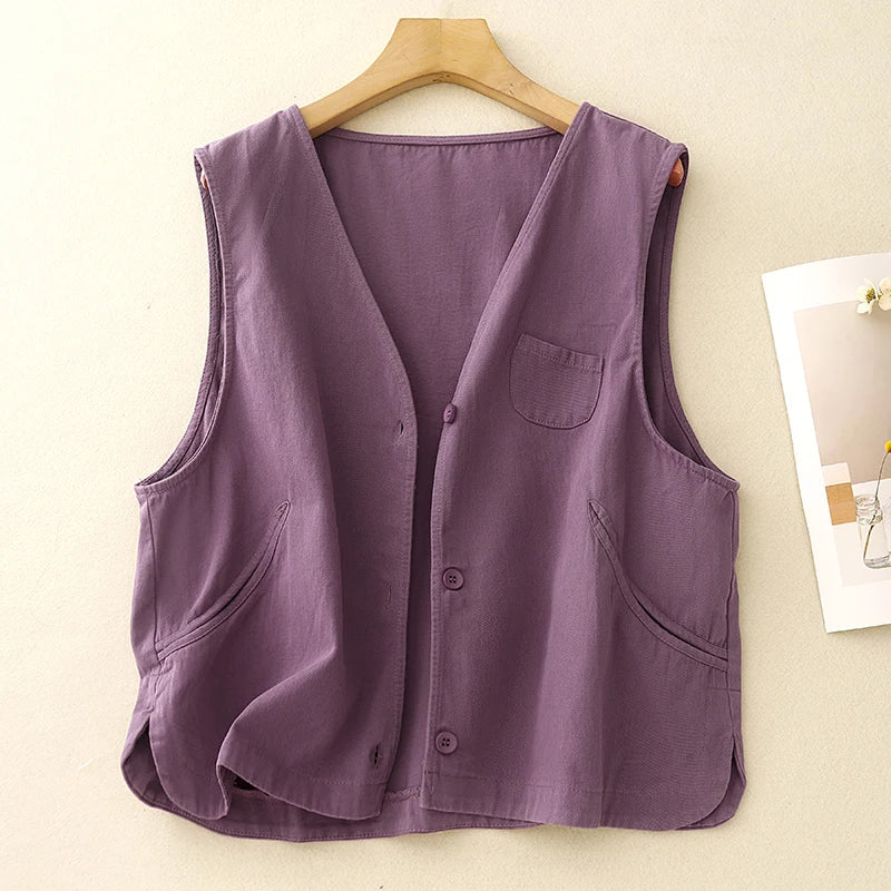 V-neck Katoenen Blouse Vest