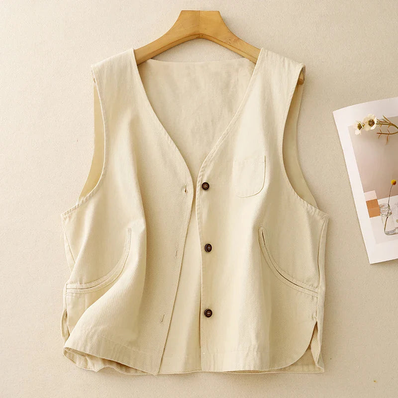 V-neck Katoenen Blouse Vest
