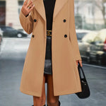 Double Breasted Women's Coat with Elegant Lapel: Timeless Style for Every Occasion 